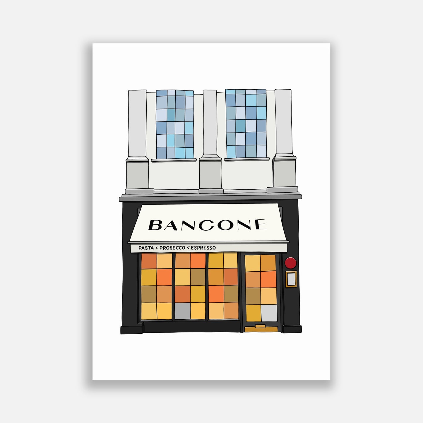 Bancone William IV Street Soho Illustration
