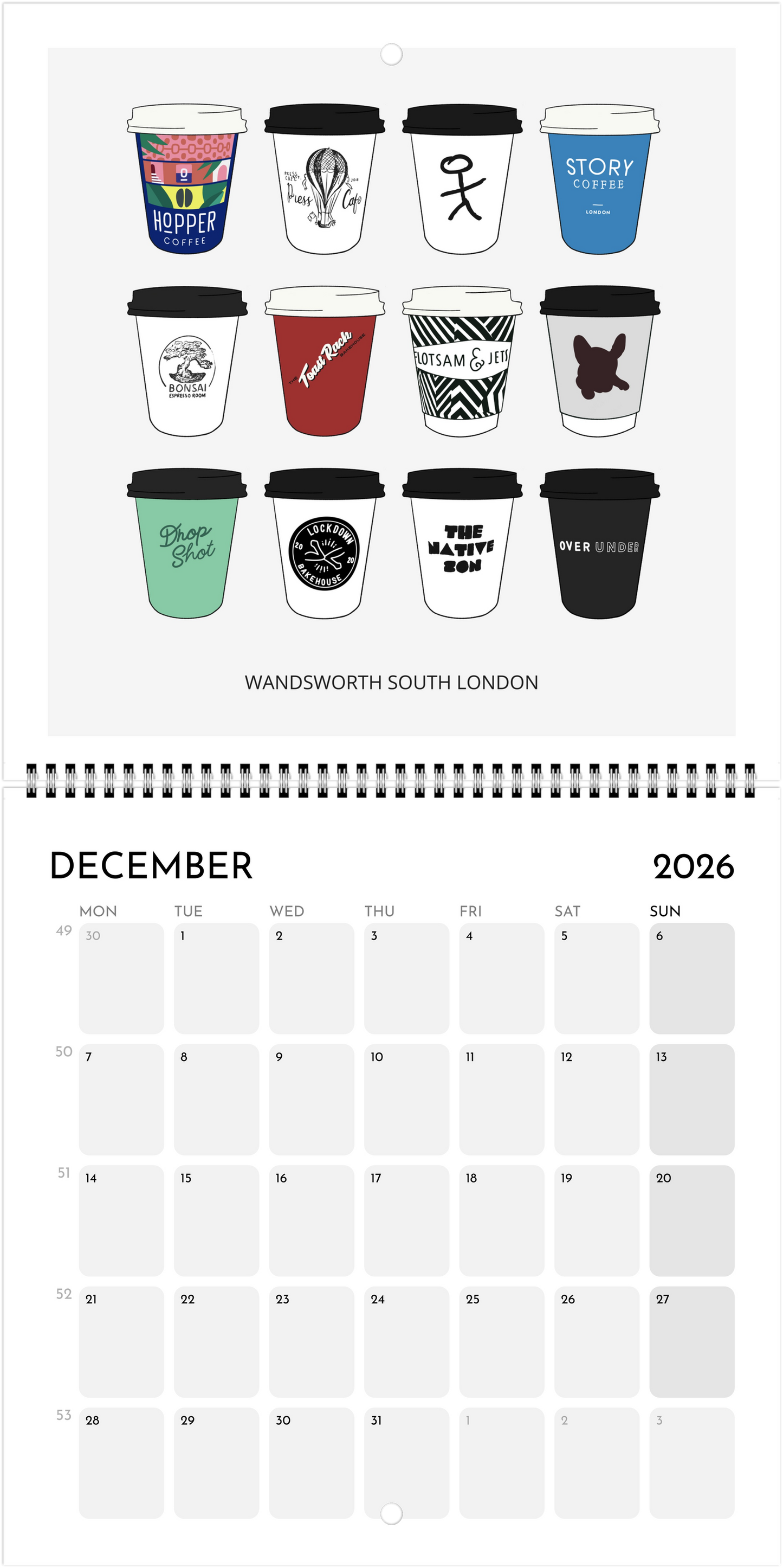 London Coffee Cups 2026 Calendar
