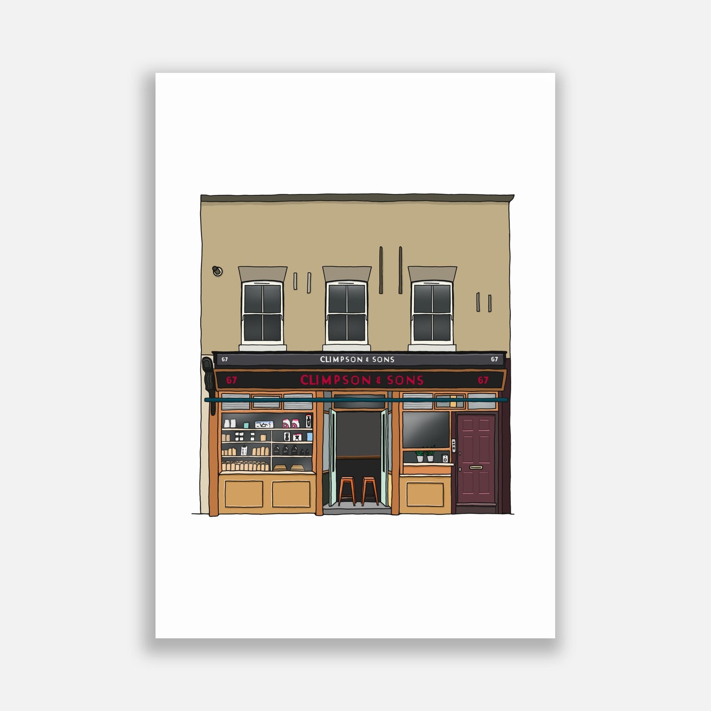 Climpsons & Sons Shop Front Illustration