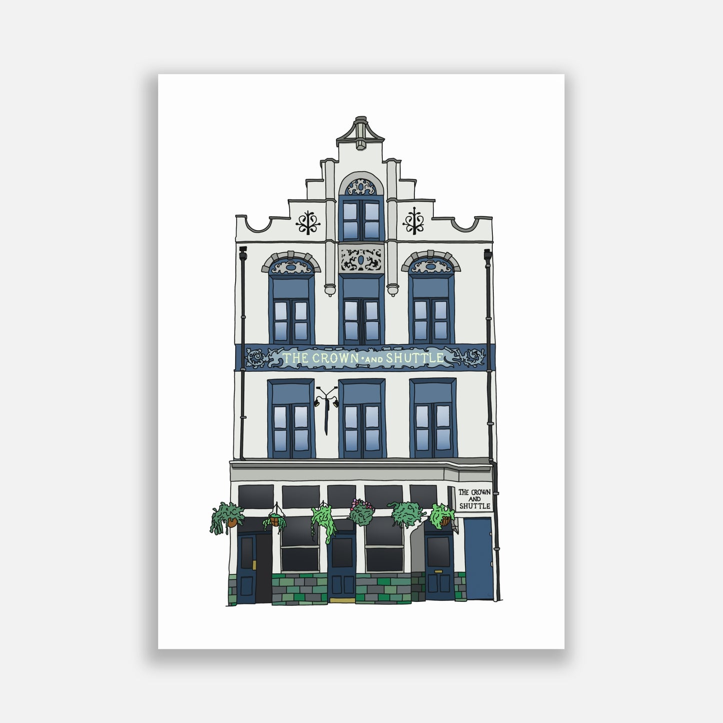 Crown & Shuttle Pub Shoreditch Illustration
