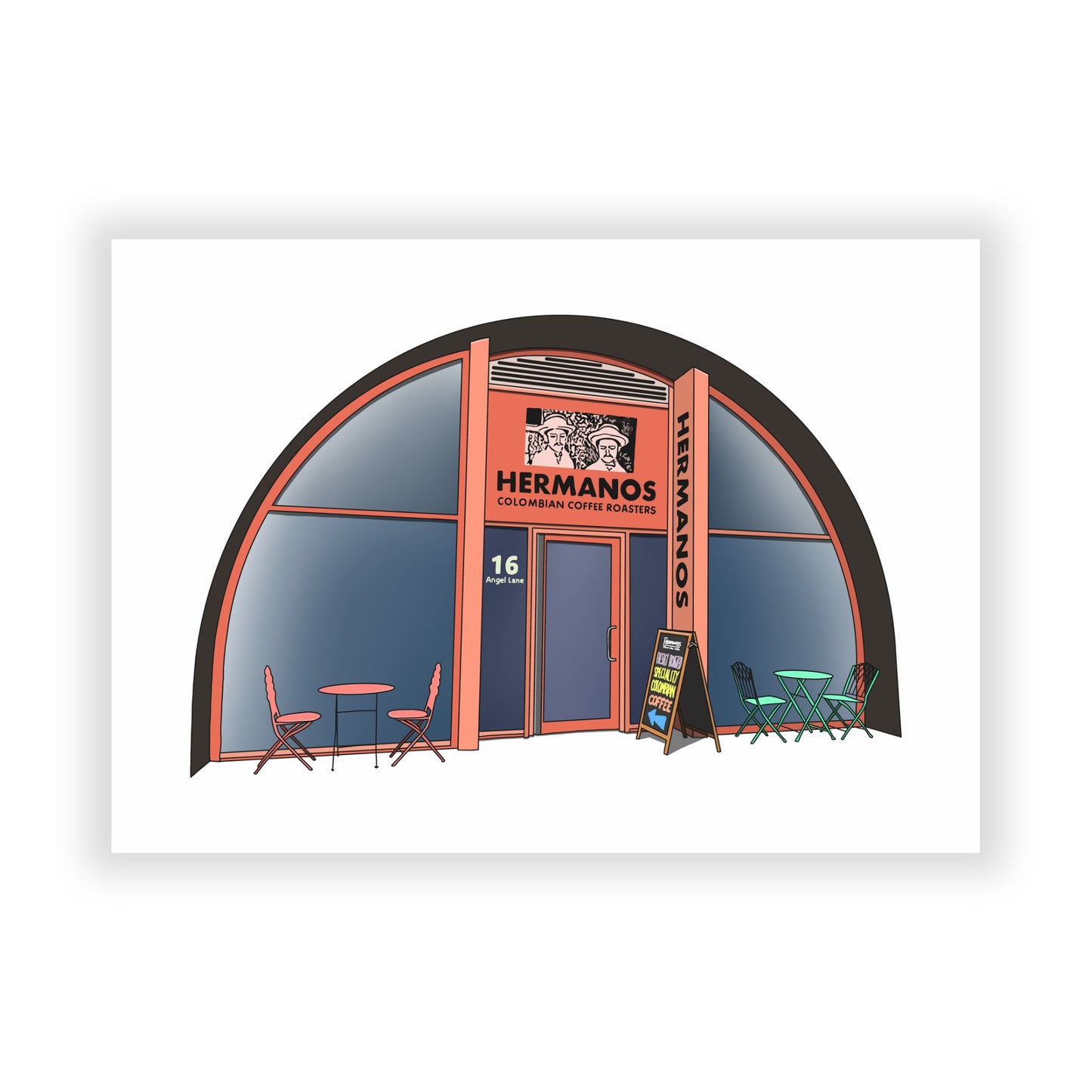Hermanos Coffee Shop Walworth Illustration