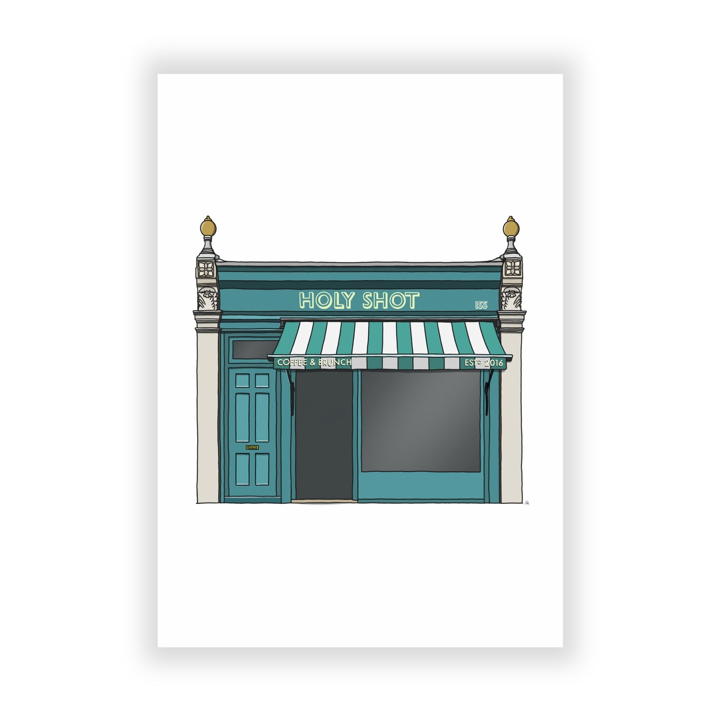 Holy Shot Coffee Shop Front Illustration