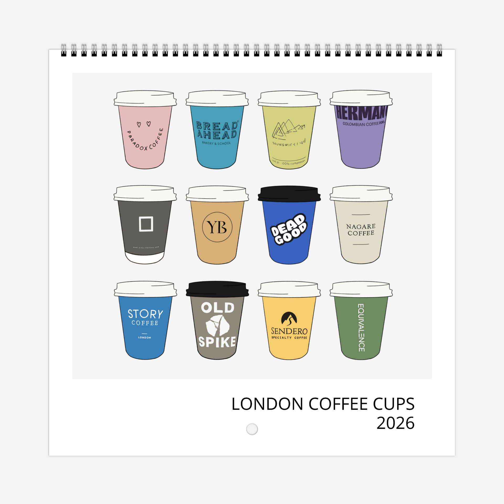 London Coffee Cups 2026 Calendar – East London Print House