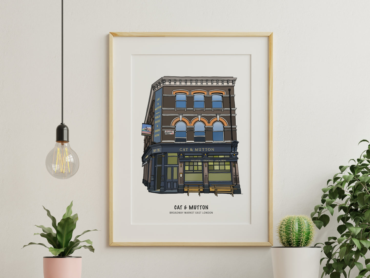 Cat & Mutton Pub Broadway Market Illustration
