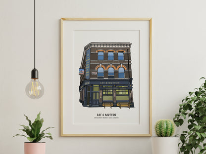 Cat & Mutton Pub Broadway Market Illustration