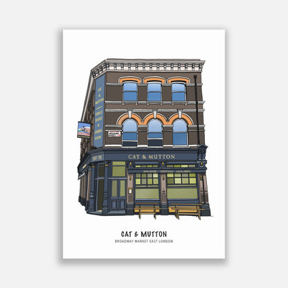 Cat & Mutton Pub Broadway Market Illustration