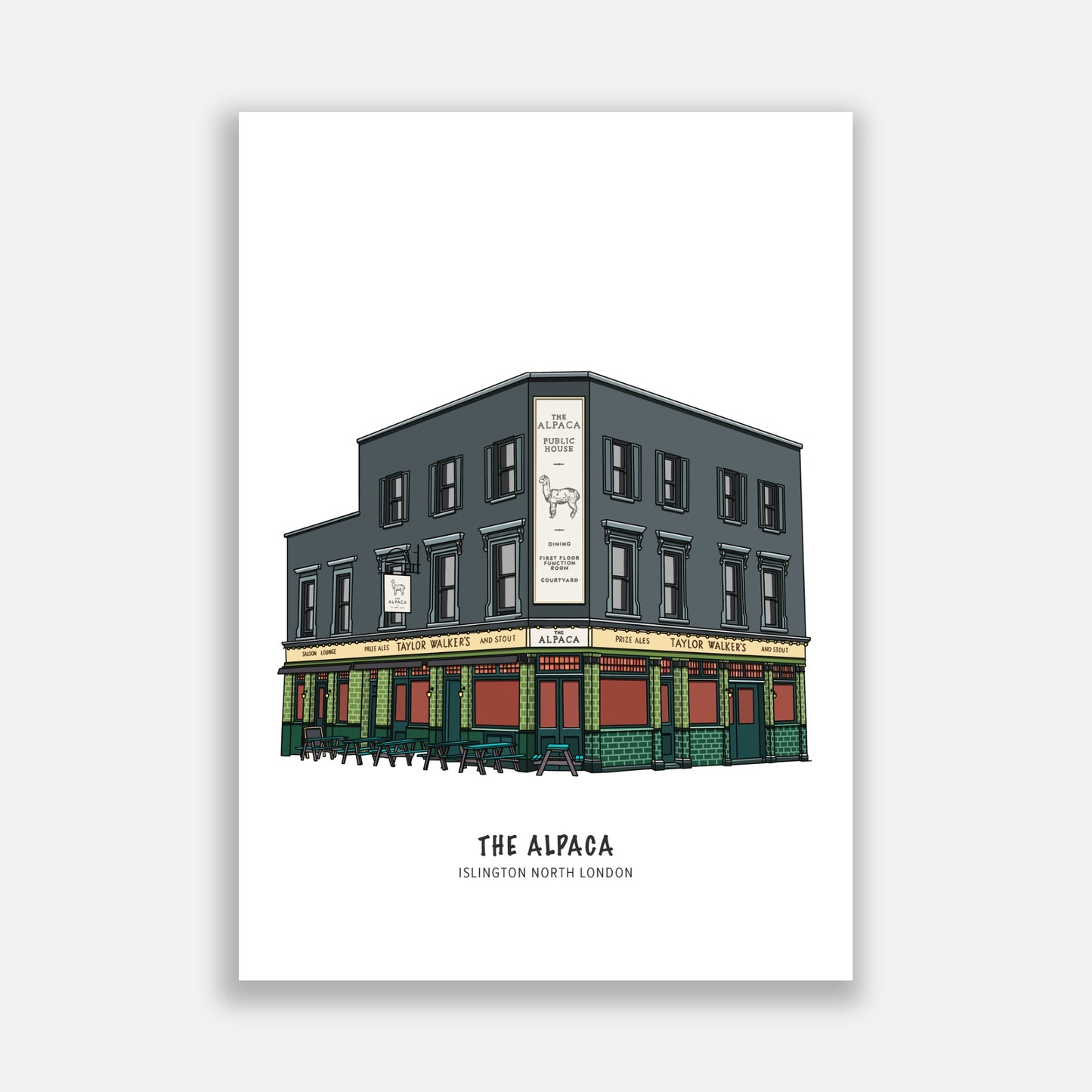 The Alpaca Pub Islington Illustration