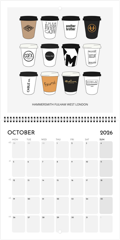 London Coffee Cups 2026 Calendar