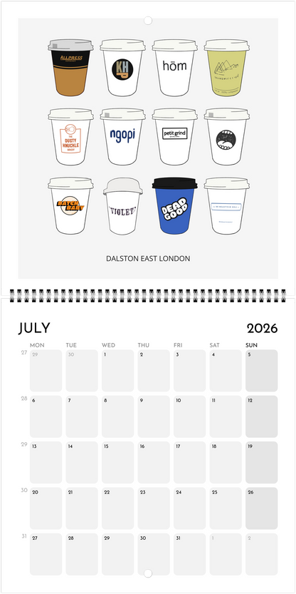 London Coffee Cups 2026 Calendar