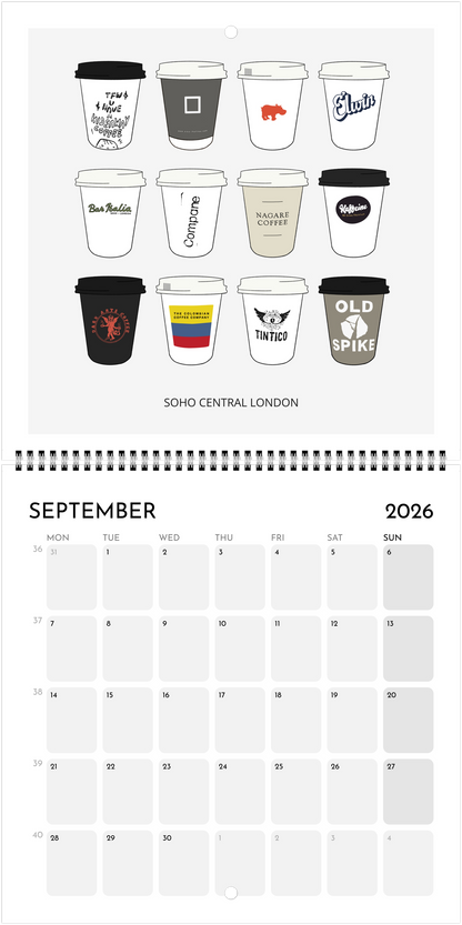London Coffee Cups 2026 Calendar