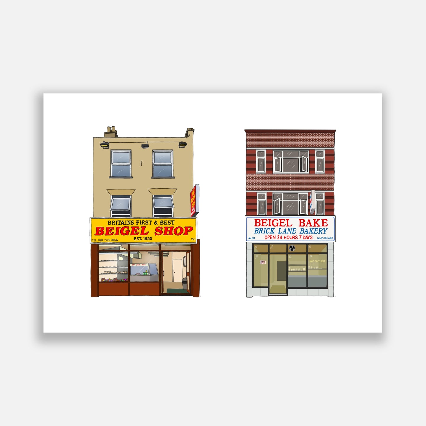 Brick Lane Beigel Shops Illustration